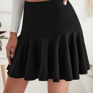 Black Flared Mini Skirt